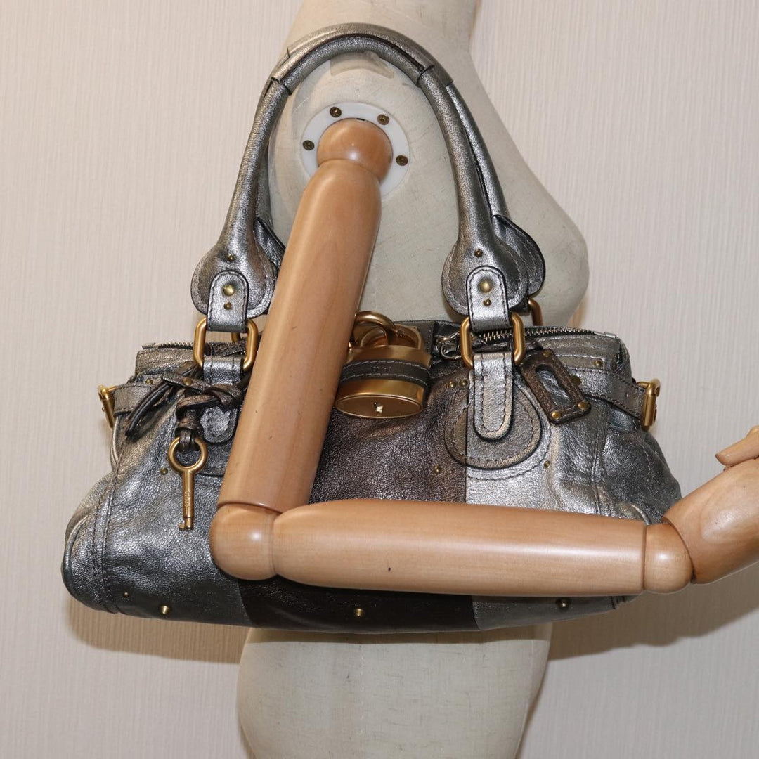 Chloe Paddington Hand Bag Leather Silver yk12617