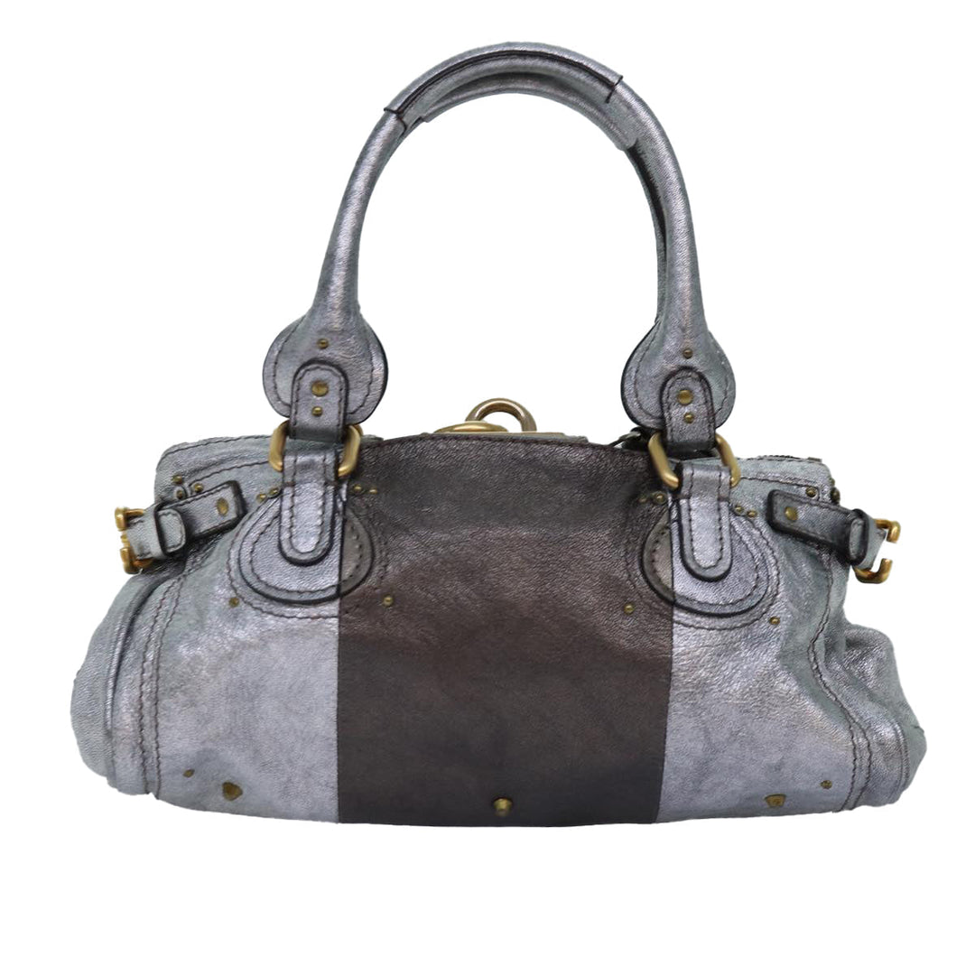 Chloe Paddington Hand Bag Leather Silver yk12617