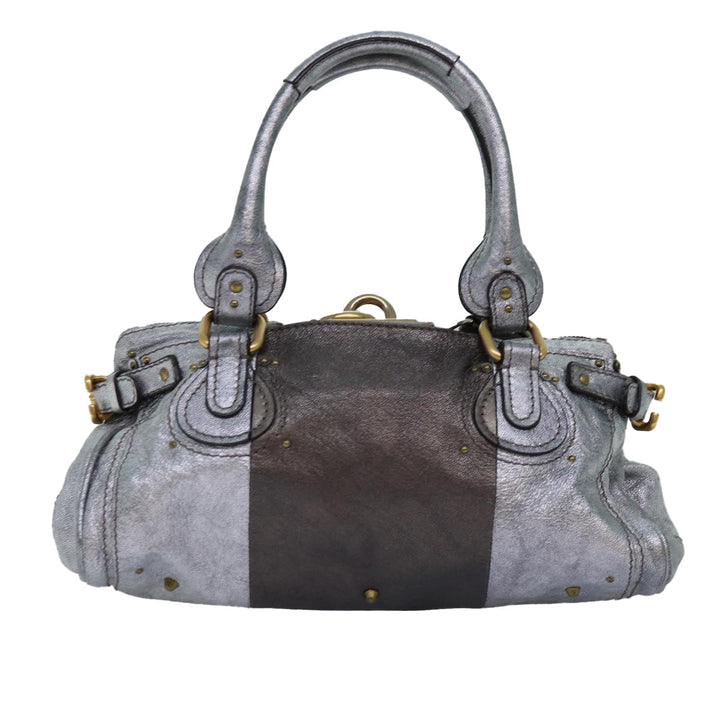 Chloe Paddington Hand Bag Leather Silver yk12617
