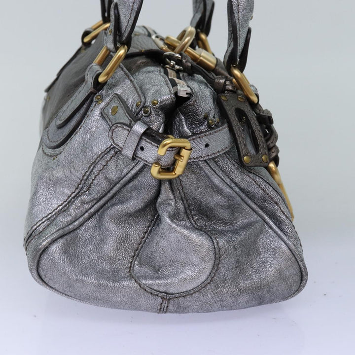 Chloe Paddington Hand Bag Leather Silver yk12617