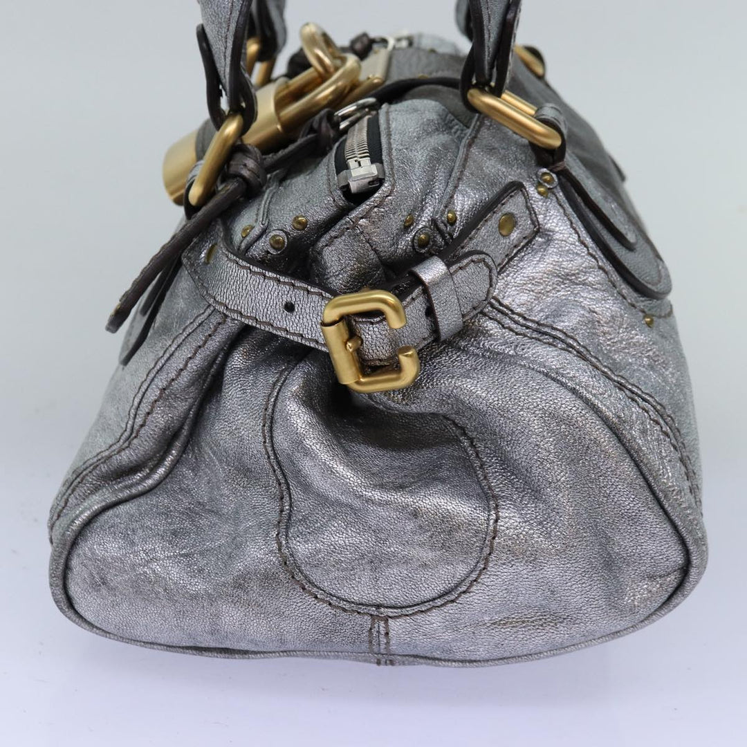 Chloe Paddington Hand Bag Leather Silver yk12617