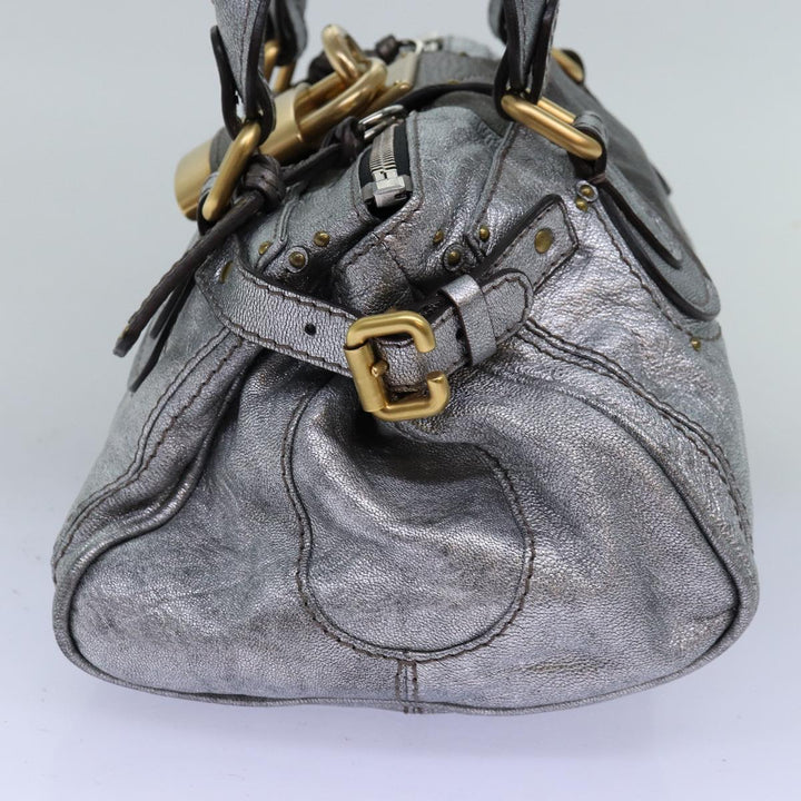 Chloe Paddington Hand Bag Leather Silver yk12617