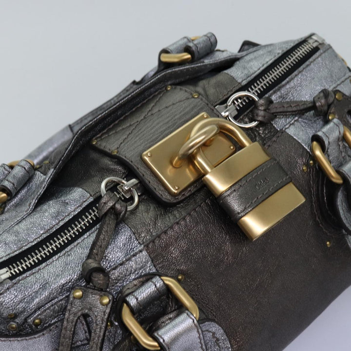 Chloe Paddington Hand Bag Leather Silver yk12617