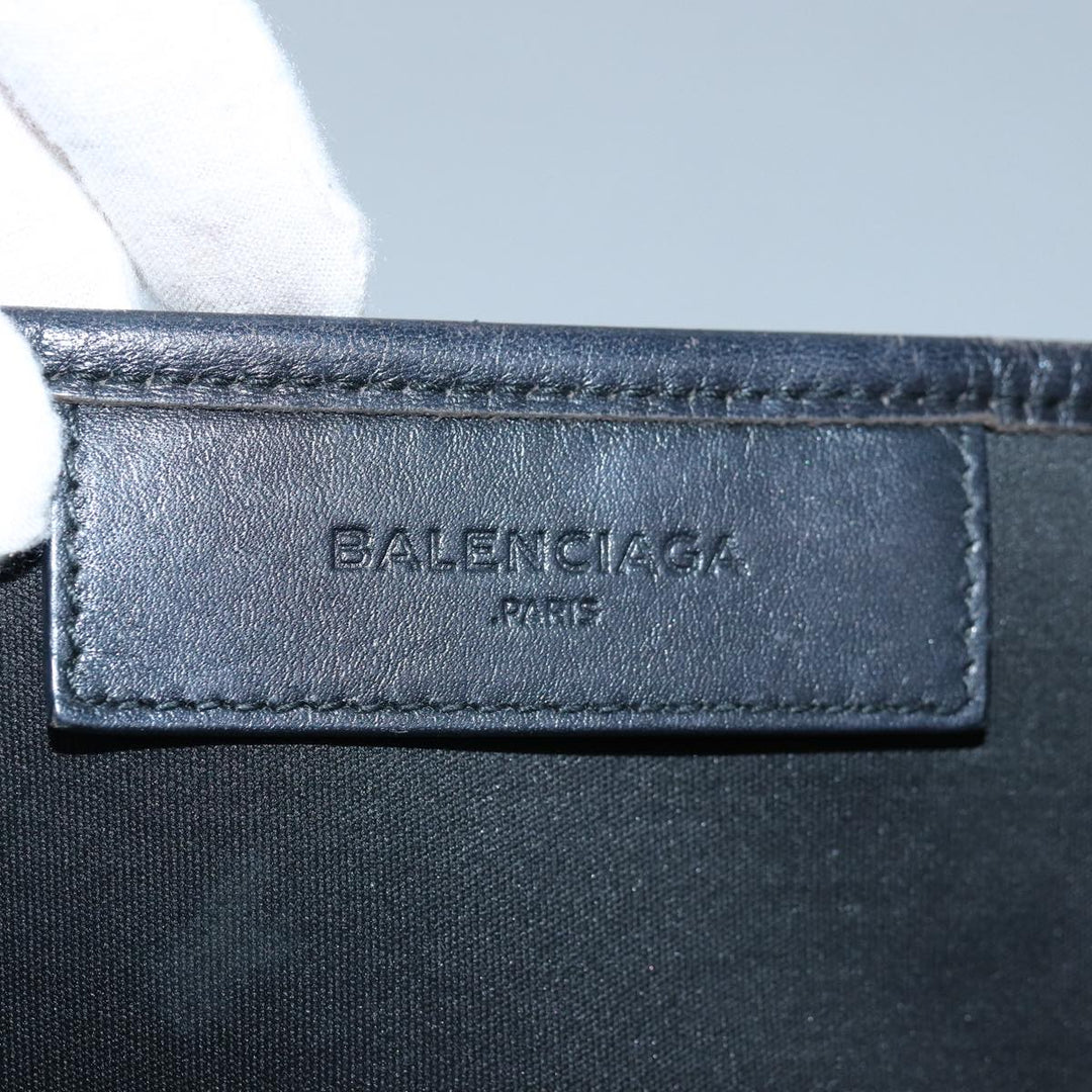 Top Quality Balenciaga Navy Cabas S Hand Bag Canvas White Black 339933 Auth yk12669