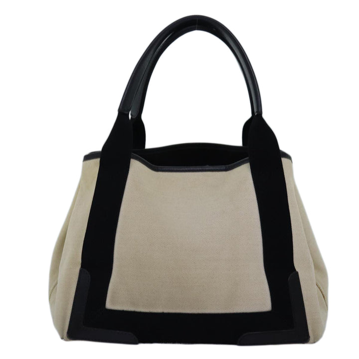 Top Quality Balenciaga Navy Cabas S Hand Bag Canvas White Black 339933 Auth yk12669