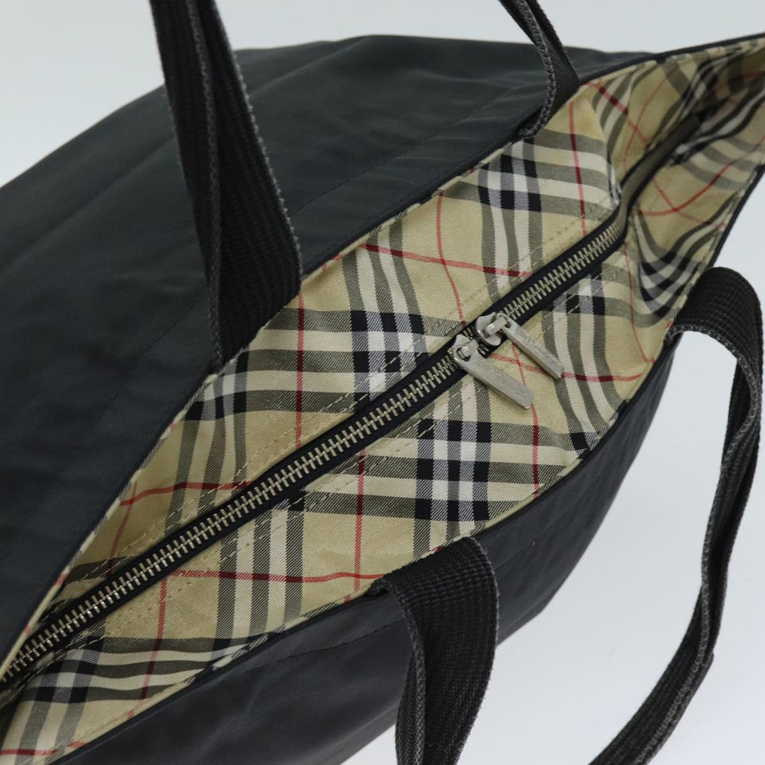 BurberrySs Nova Check Blue Label Tote Bag Nylon Black Auth yk12675