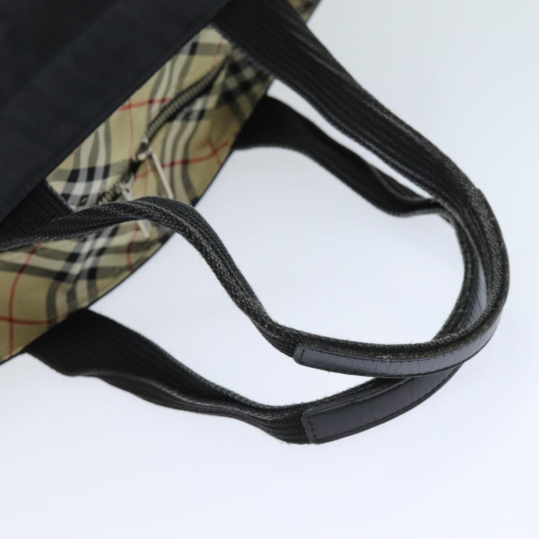 BurberrySs Nova Check Blue Label Tote Bag Nylon Black Auth yk12675