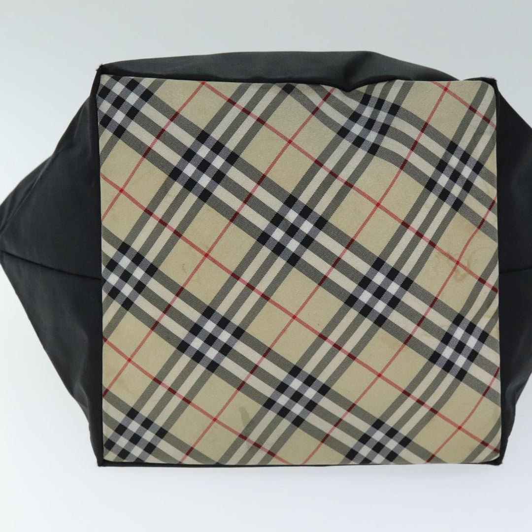 BurberrySs Nova Check Blue Label Tote Bag Nylon Black Auth yk12675