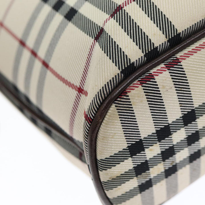 Burberry Nova Check Hand Bag Polyester Beige Auth yk12722