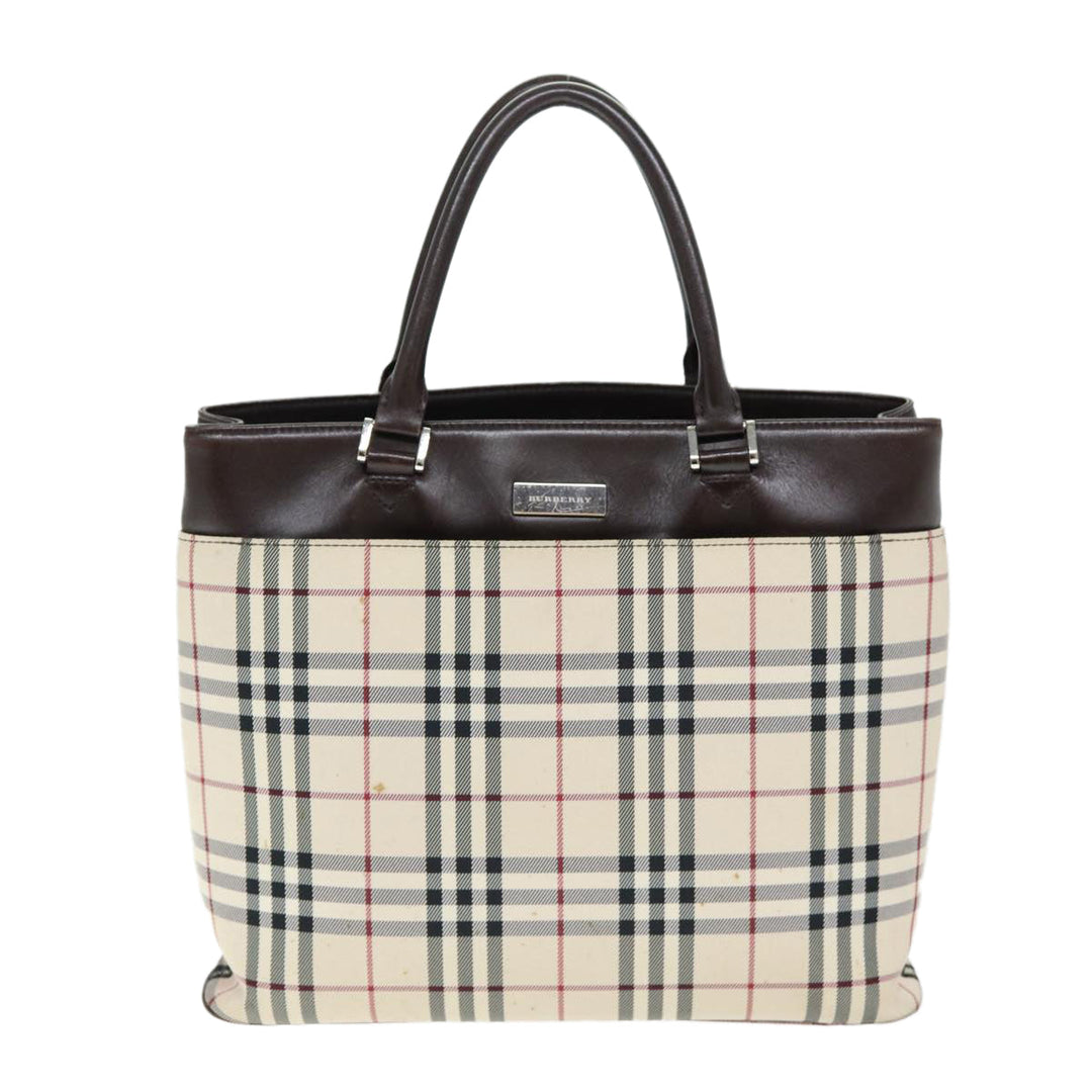 Burberry Nova Check Hand Bag Polyester Beige Auth yk12722