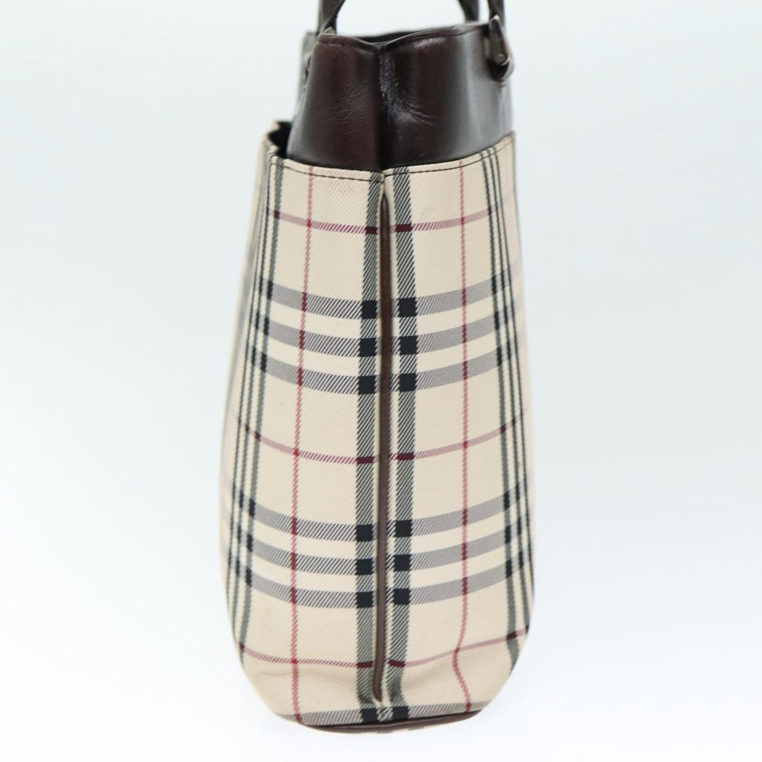 Burberry Nova Check Hand Bag Polyester Beige Auth yk12722