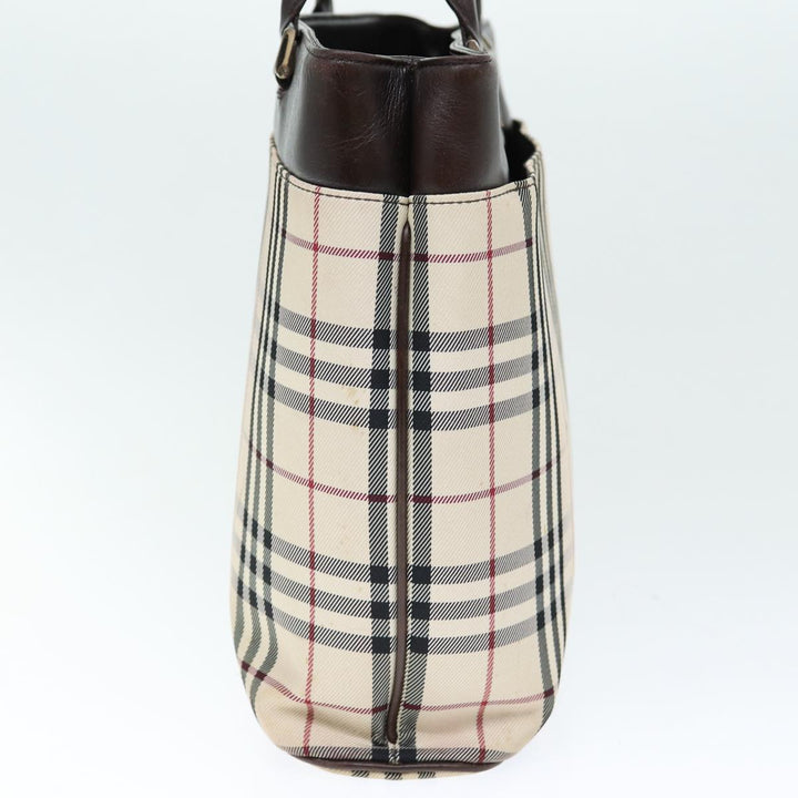 Burberry Nova Check Hand Bag Polyester Beige Auth yk12722
