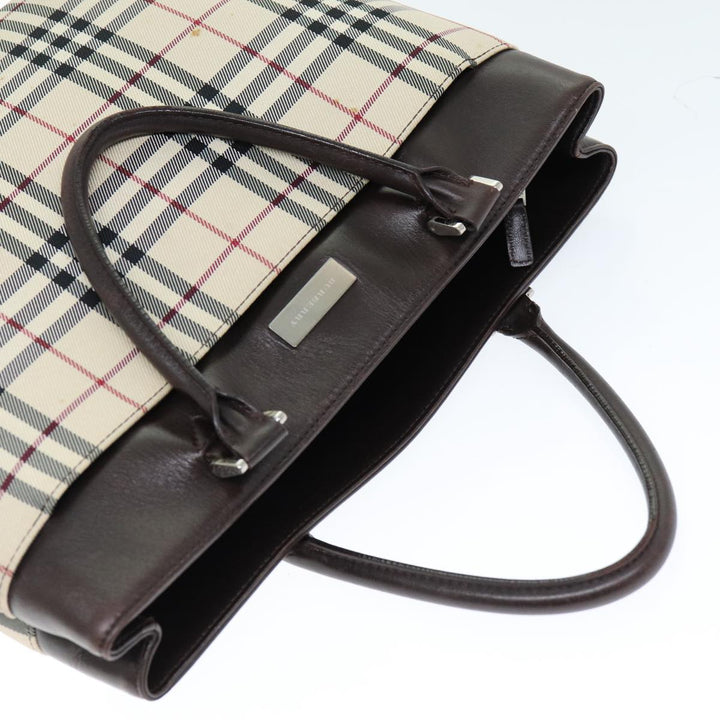 Burberry Nova Check Hand Bag Polyester Beige Auth yk12722