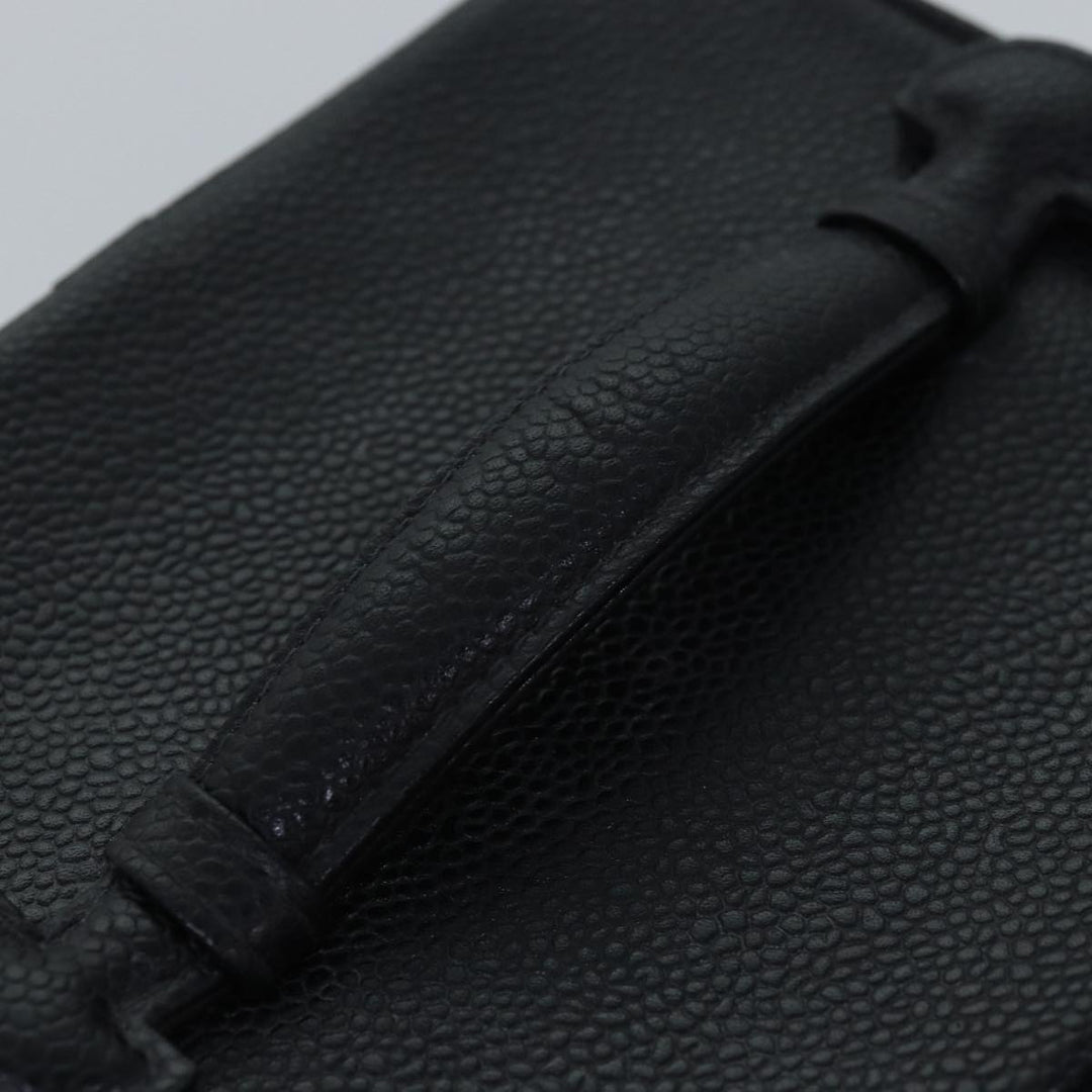 Chanel Bicolole Vanity Cosmetic Pouch Caviar Skin Black CC Auth yk12738