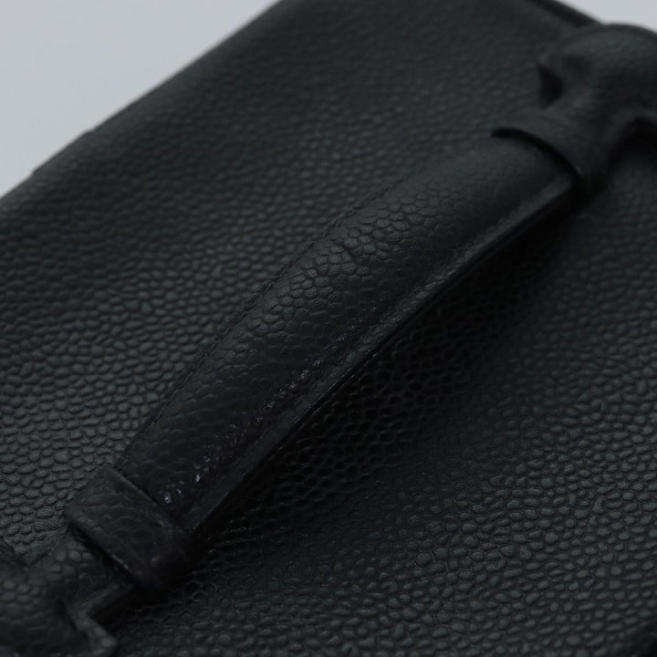 Chanel Bicolole Vanity Cosmetic Pouch Caviar Skin Black CC Auth yk12738
