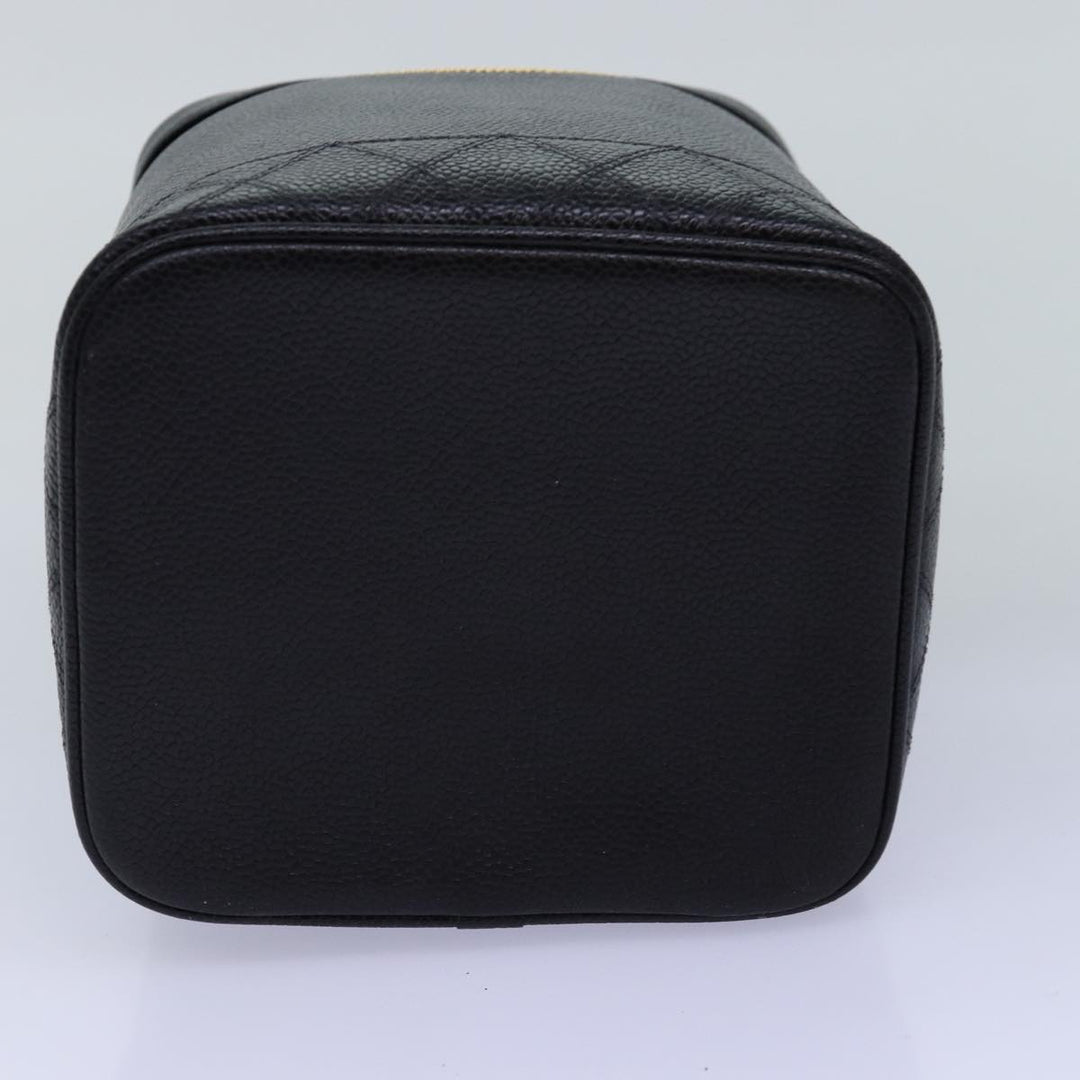 Chanel Bicolole Vanity Cosmetic Pouch Caviar Skin Black CC Auth yk12738