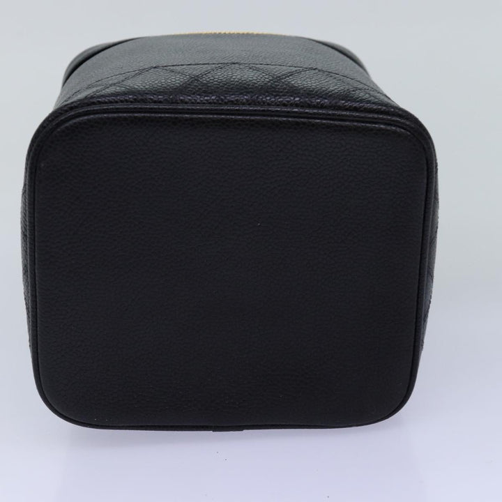 Chanel Bicolole Vanity Cosmetic Pouch Caviar Skin Black CC Auth yk12738