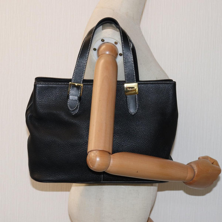 BurberrySs Hand Bag Leather Black Auth yk12762