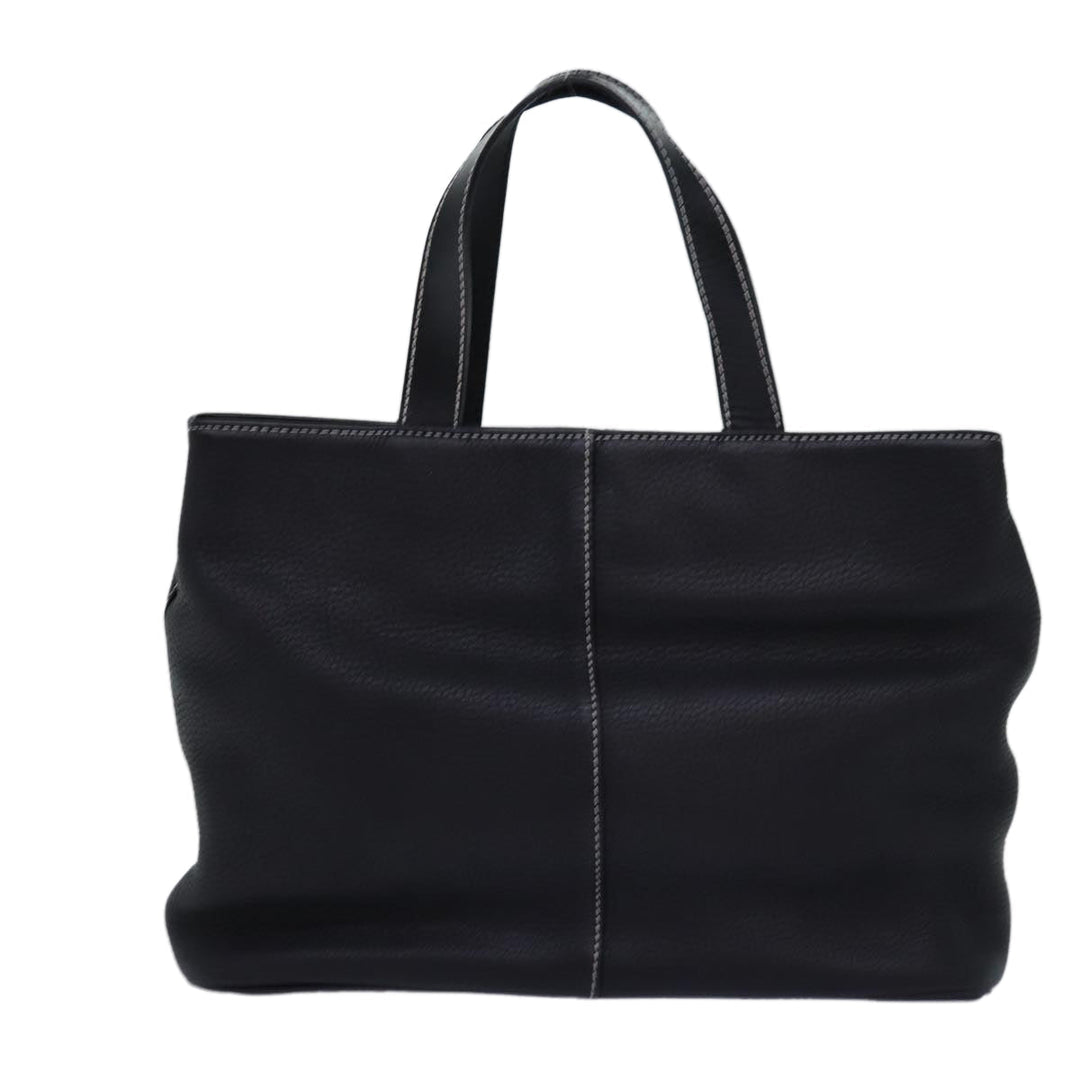 BurberrySs Hand Bag Leather Black Auth yk12762