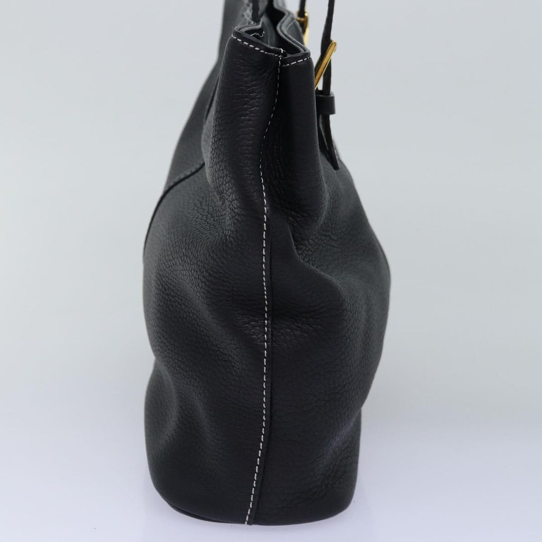 BurberrySs Hand Bag Leather Black Auth yk12762