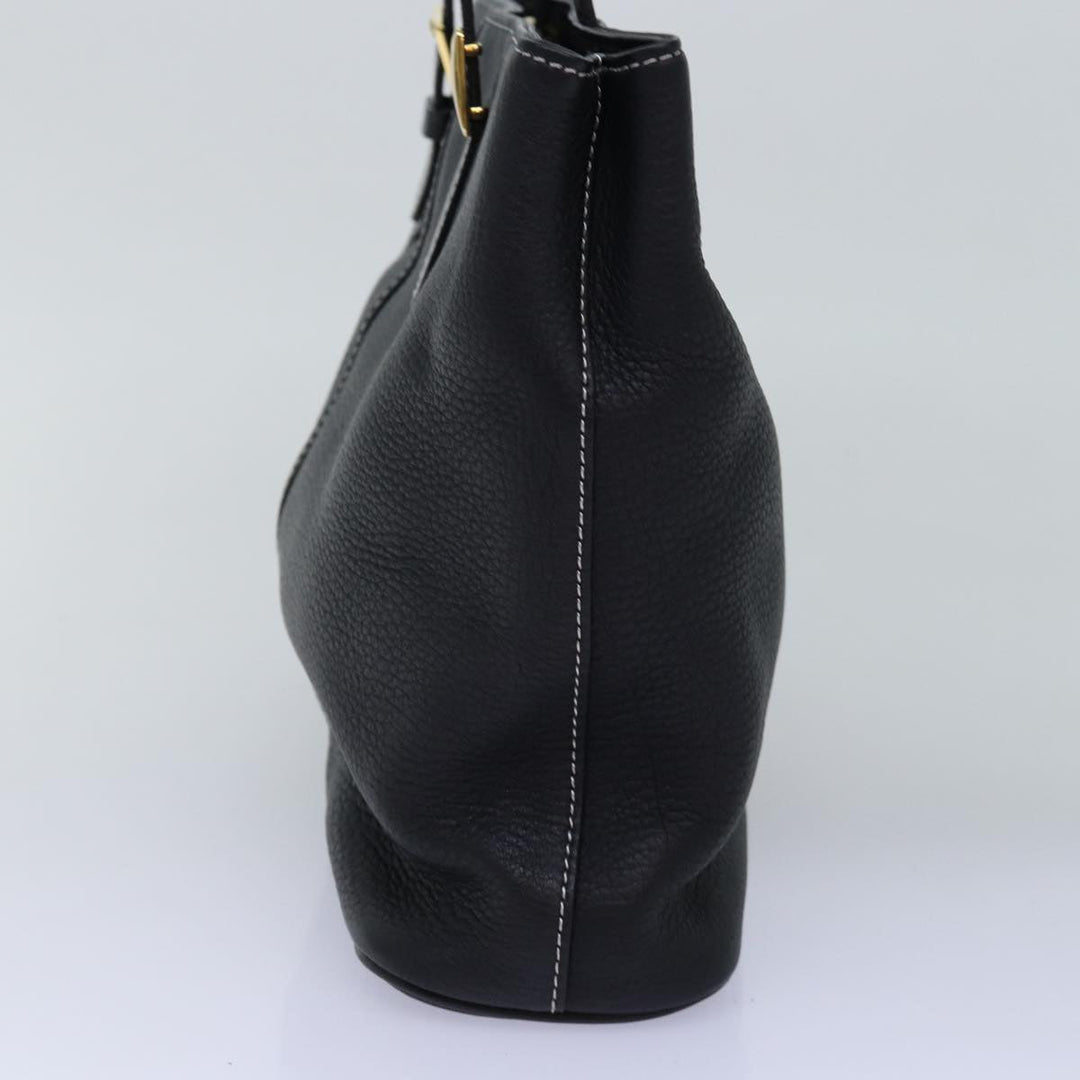 BurberrySs Hand Bag Leather Black Auth yk12762