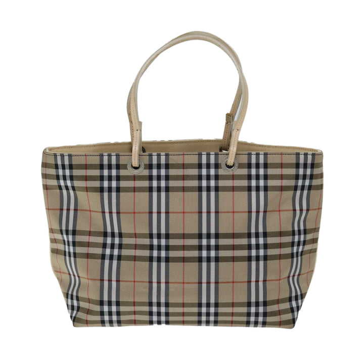 Burberry Nova Check Hand Bag Nylon Beige Auth yk12778