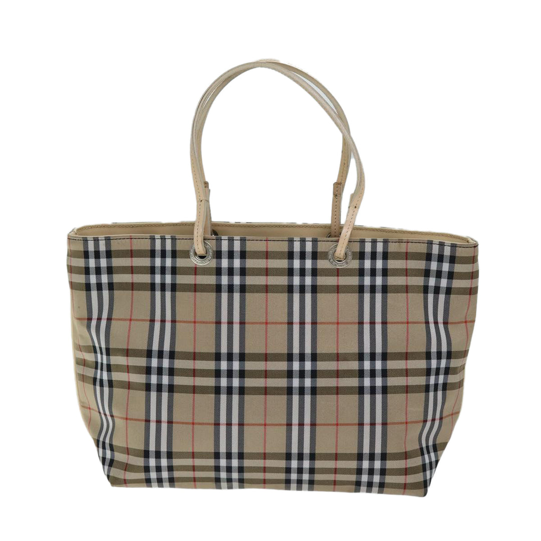 Burberry Nova Check Hand Bag Nylon Beige Auth yk12778