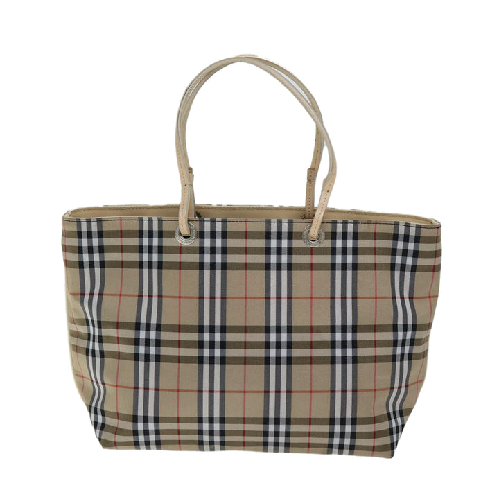 Burberry Nova Check Hand Bag Nylon Beige Auth yk12778