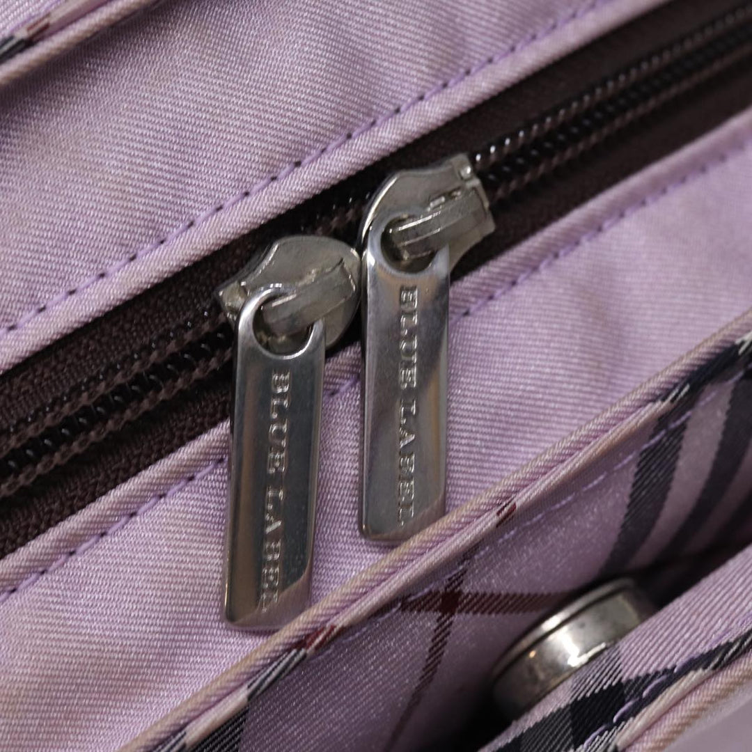 Burberry Nova Check Blue Label Hand Bag Nylon Pink Auth yk12779