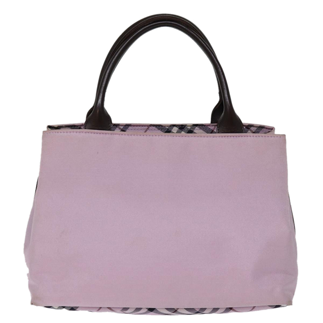 Burberry Nova Check Blue Label Hand Bag Nylon Pink Auth yk12779