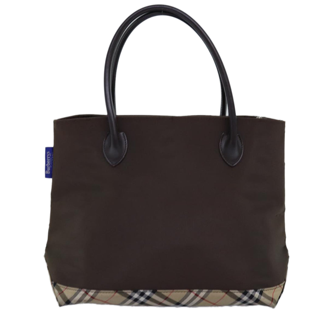 BurberrySs Nova Check Blue Label Tote Bag Nylon Beige Brown Auth yk12782