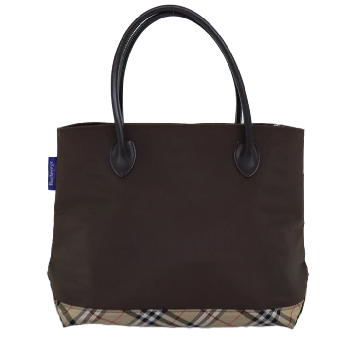 BurberrySs Nova Check Blue Label Tote Bag Nylon Beige Brown Auth yk12782