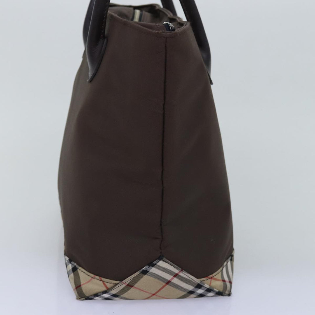 BurberrySs Nova Check Blue Label Tote Bag Nylon Beige Brown Auth yk12782
