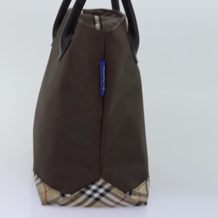 BurberrySs Nova Check Blue Label Tote Bag Nylon Beige Brown Auth yk12782