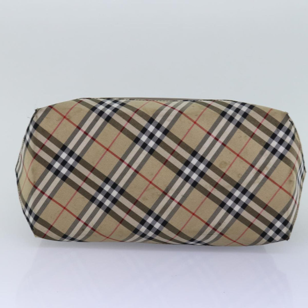 BurberrySs Nova Check Blue Label Tote Bag Nylon Beige Brown Auth yk12782