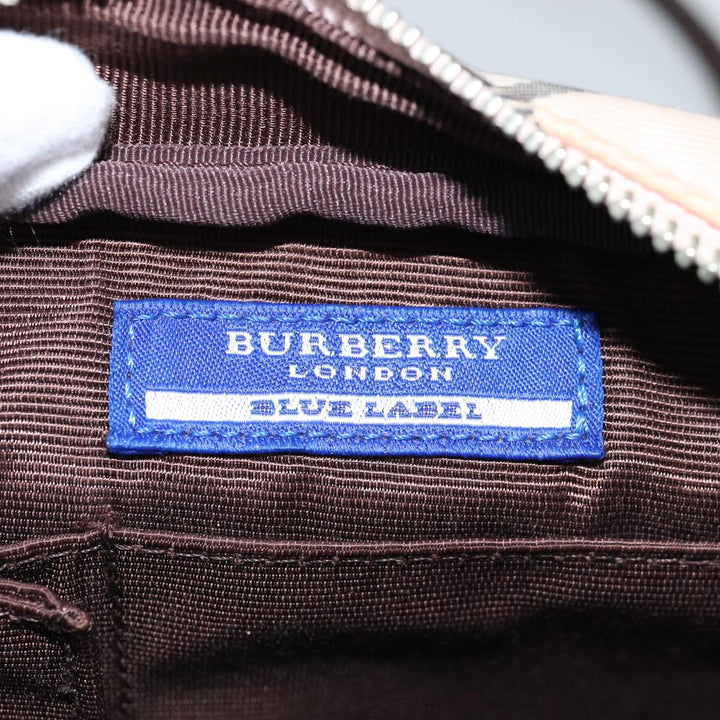Burberry Nova Check Blue Label Shoulder Bag polyester Beige Auth yk12803
