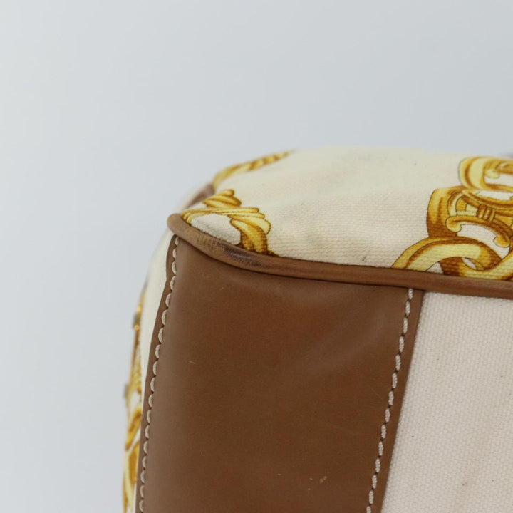 Celine Boogie bag Hand Bag Canvas Leather Beige Yellow Auth yk12809
