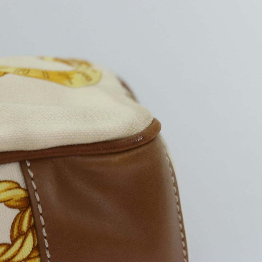 Celine Boogie bag Hand Bag Canvas Leather Beige Yellow Auth yk12809