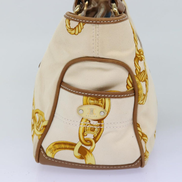 Celine Boogie bag Hand Bag Canvas Leather Beige Yellow Auth yk12809