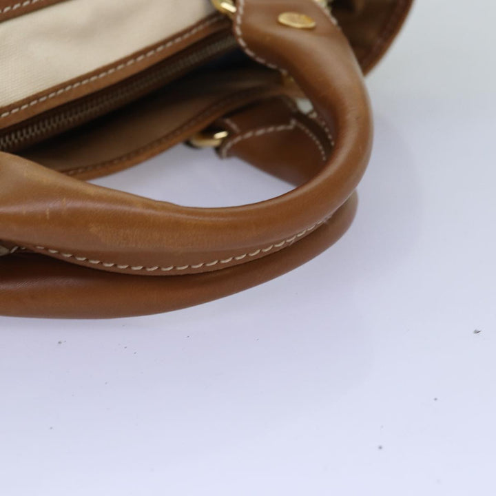 Celine Boogie bag Hand Bag Canvas Leather Beige Yellow Auth yk12809