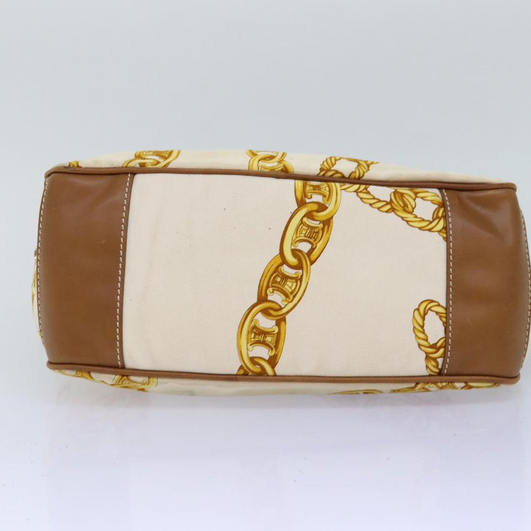 Celine Boogie bag Hand Bag Canvas Leather Beige Yellow Auth yk12809