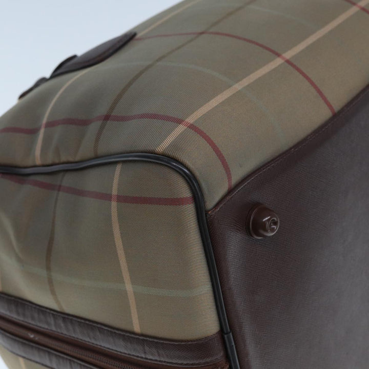 BurberrySs Nova Check Boston Bag Canvas Beige Auth yk12869
