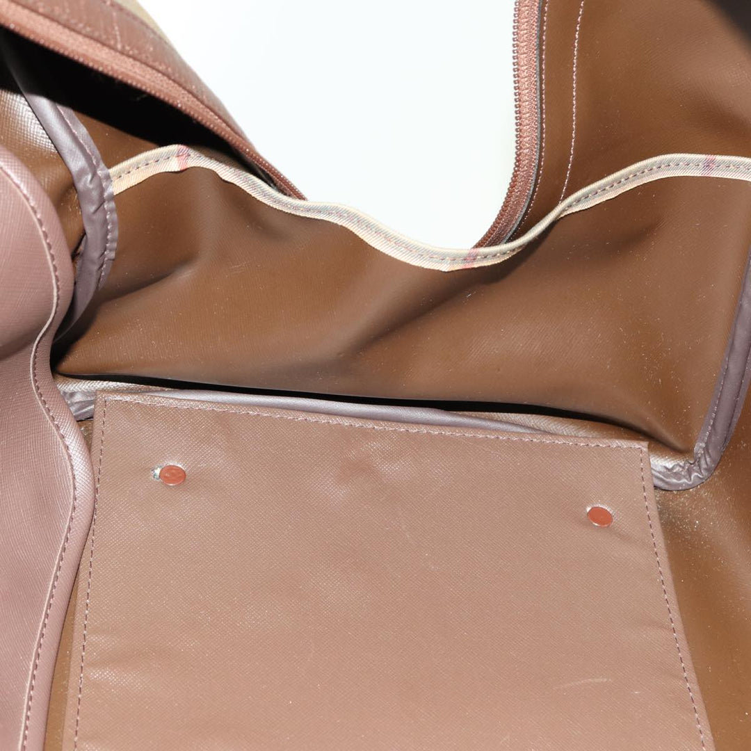 BurberrySs Nova Check Boston Bag Canvas Beige Auth yk12869