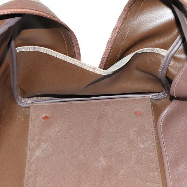 BurberrySs Nova Check Boston Bag Canvas Beige Auth yk12869