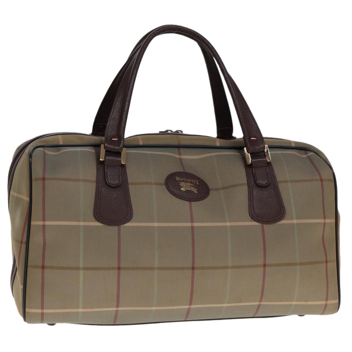 BurberrySs Nova Check Boston Bag Canvas Beige Auth yk12869