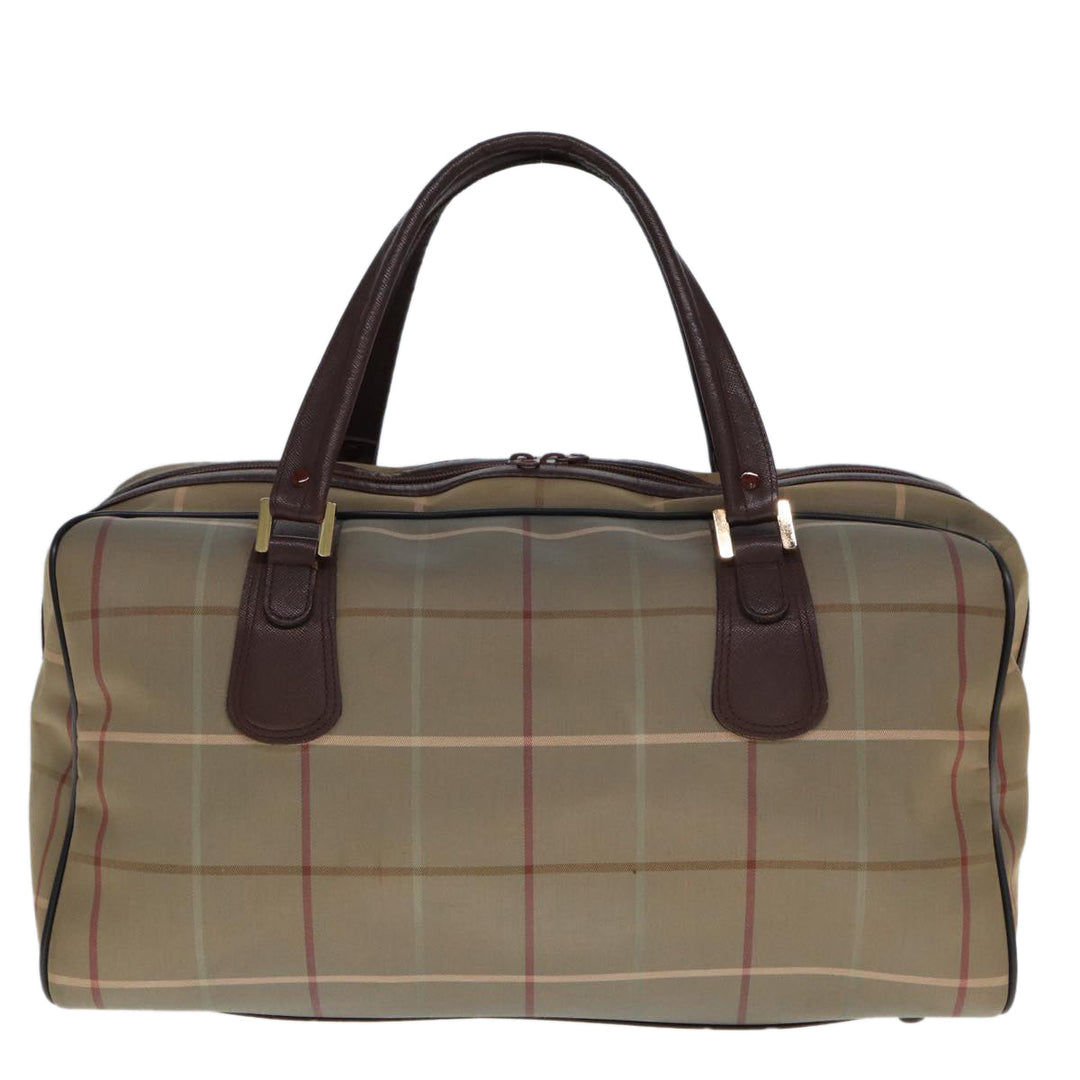 BurberrySs Nova Check Boston Bag Canvas Beige Auth yk12869