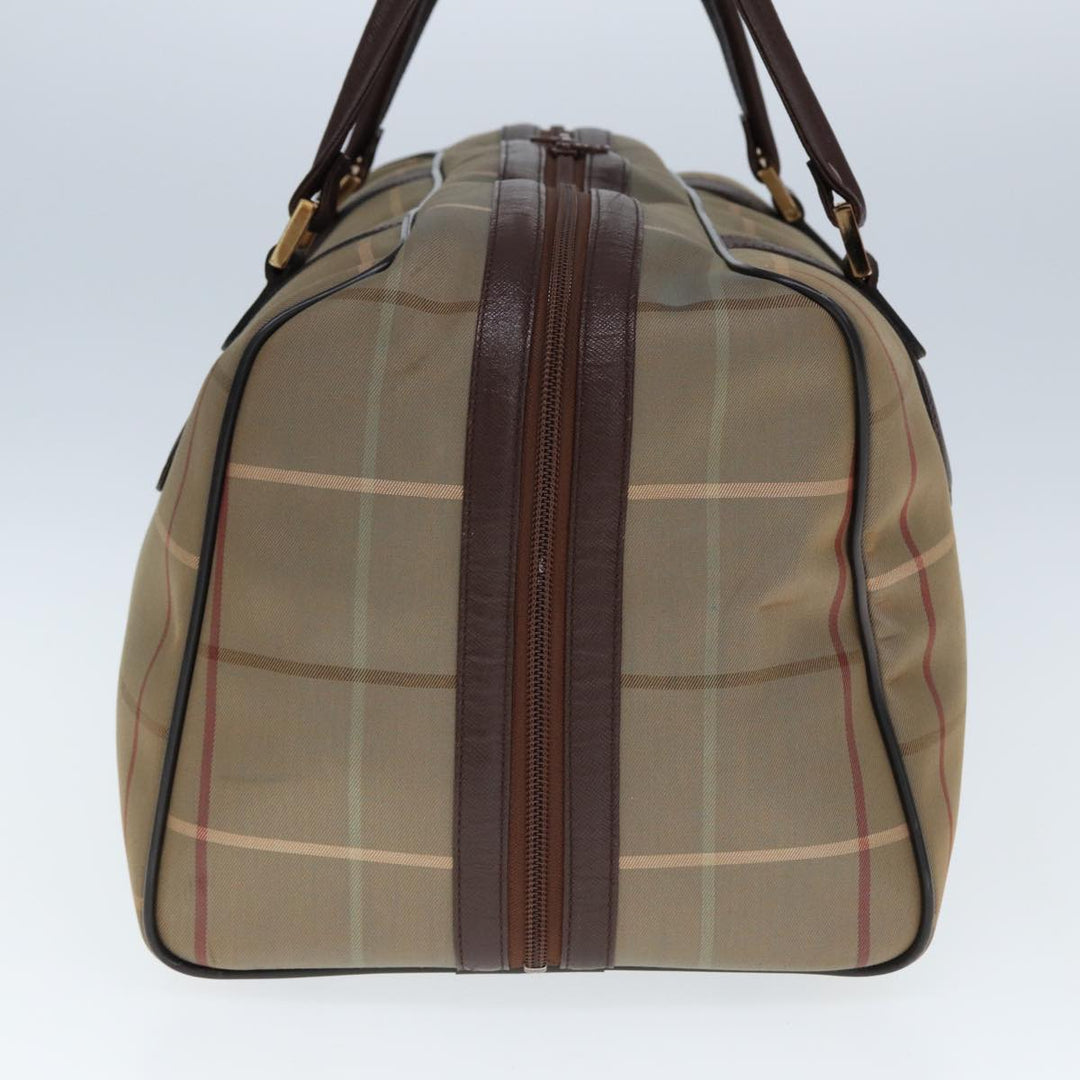 BurberrySs Nova Check Boston Bag Canvas Beige Auth yk12869