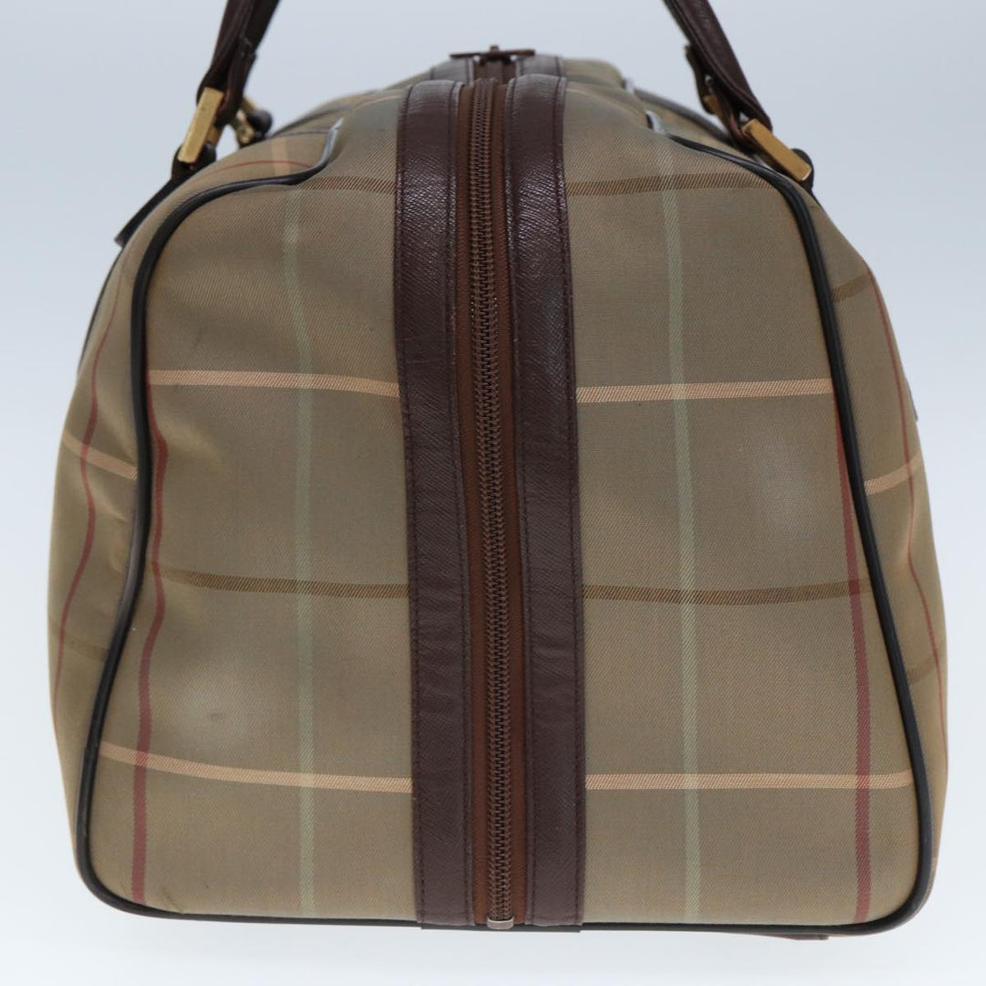 BurberrySs Nova Check Boston Bag Canvas Beige Auth yk12869