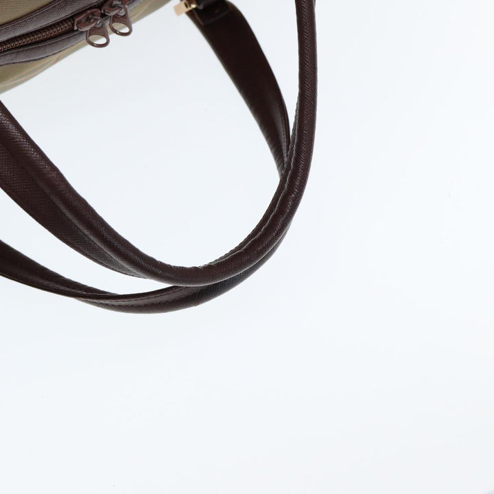 BurberrySs Nova Check Boston Bag Canvas Beige Auth yk12869