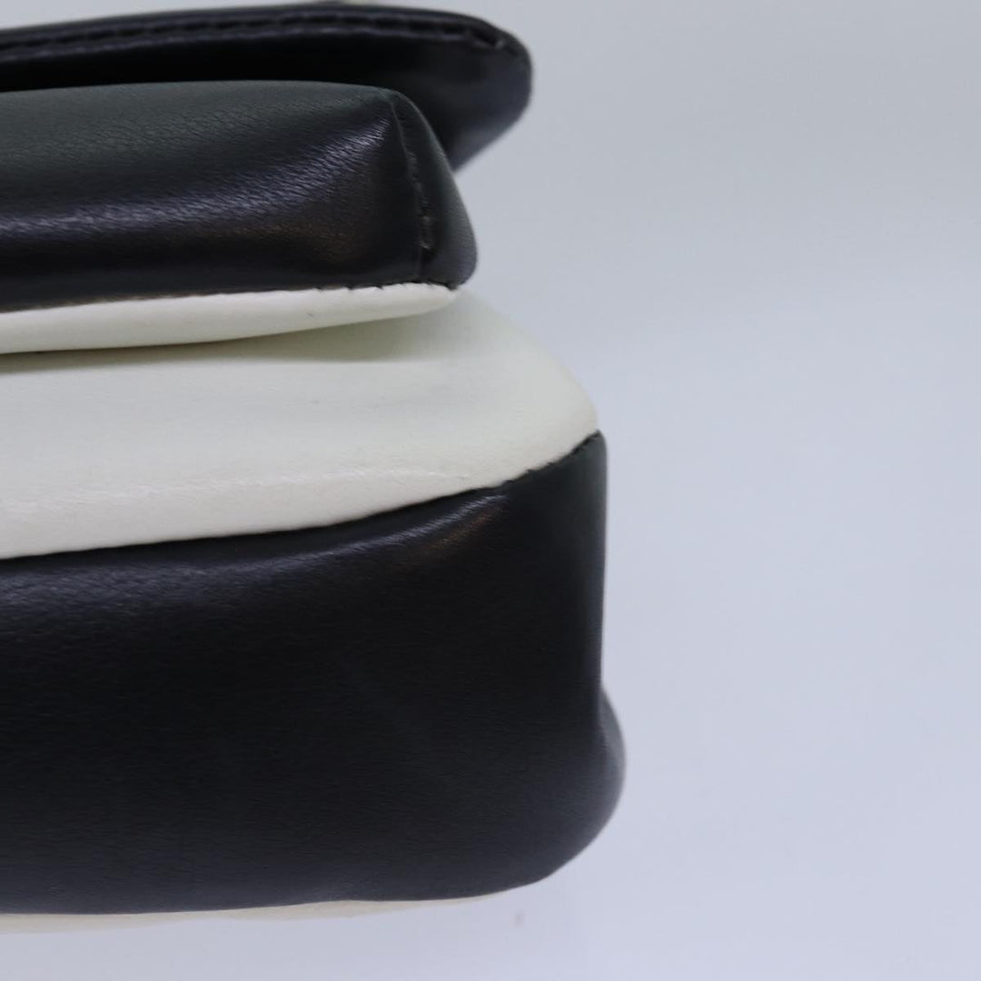 Top Quality Chanel COCO Mark Chain Shoulder Bag Lamb Skin Black White CC Auth yk12940A